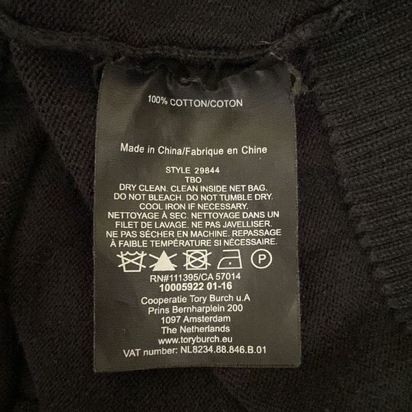 Tory Burch Simone Black Long Sleeve Button Front Cotton Cardigan size S - Picture 7 of 10